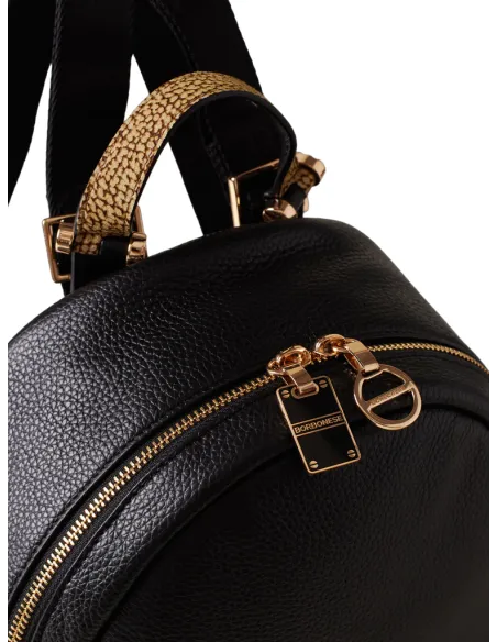 Borbonese Damen-Rucksack aus Leder, schwarz