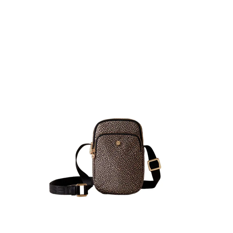 Porta smartphone a tracolla Borbonese, op naturale-nero