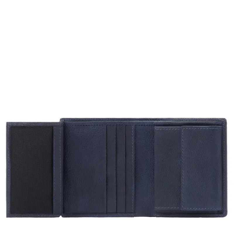 Piquadro Rhino vertical men's wallet with coin purse, blue