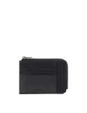 Piquadro Brief2 Reißverschluss-Münzbeutel mit Kreditkartenfächern, schwarz