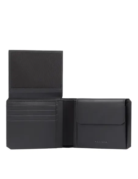 Portafogli uomo Piquadro Brief2 con porta monete e finestra per documenti, nero