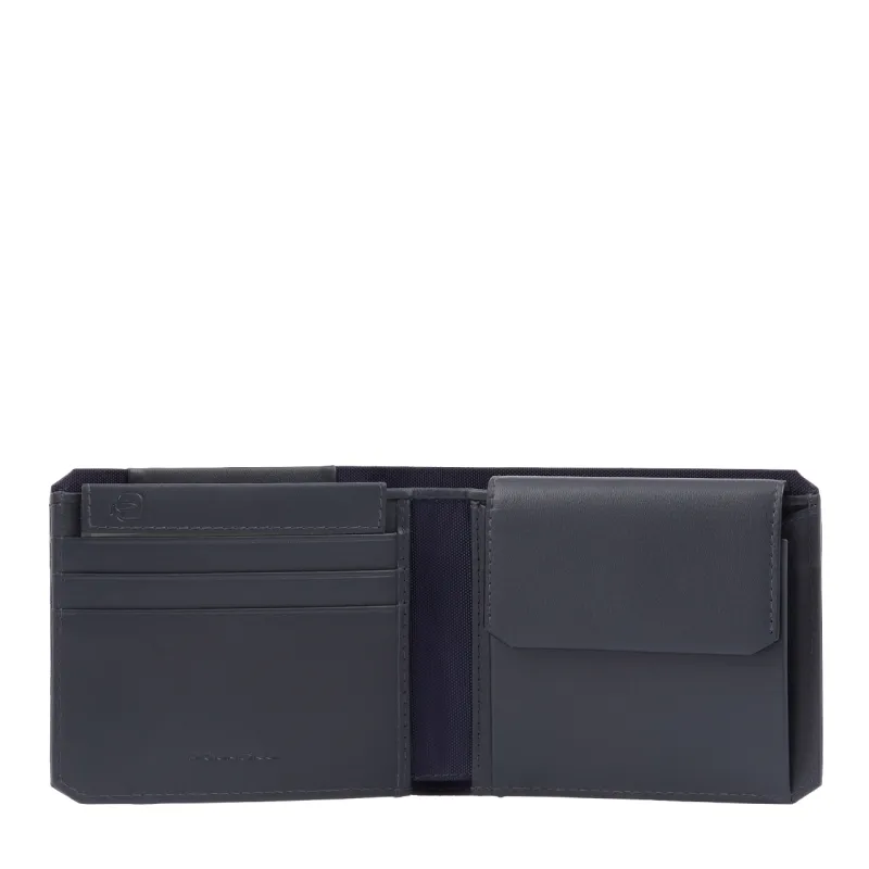 Portafogli uomo in tessuto e pelle Piquadro Brief2, blu
