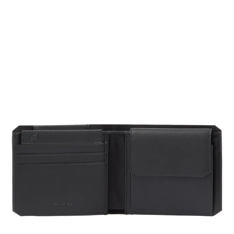 Portafogli uomo in tessuto e pelle Piquadro Brief2, nero
