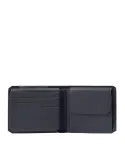 Piquadro Brief2 small men's wallet with flip up ID window, coin pocket and credit card slots, blue