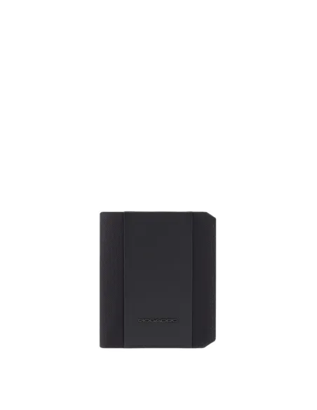 Portafogli uomo verticale in tessuto e pelle Piquadro Brief2, nero