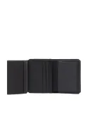 Portafogli in pelle verticale con porta monete e carte di credito Piquadro Brief2, nero