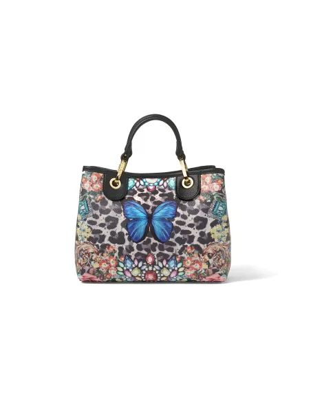 Kleine Damentasche mit zwei Griffen Braccialini Beth Special, Butterfly blu