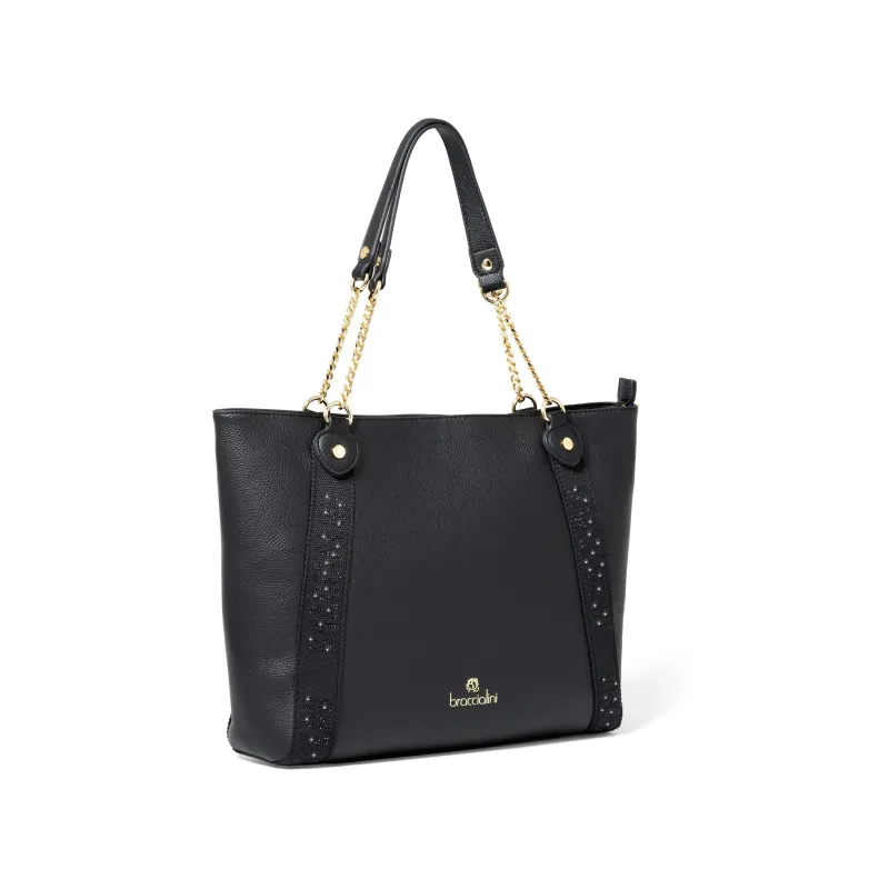 Shopping in pelle braccialini, nera 2