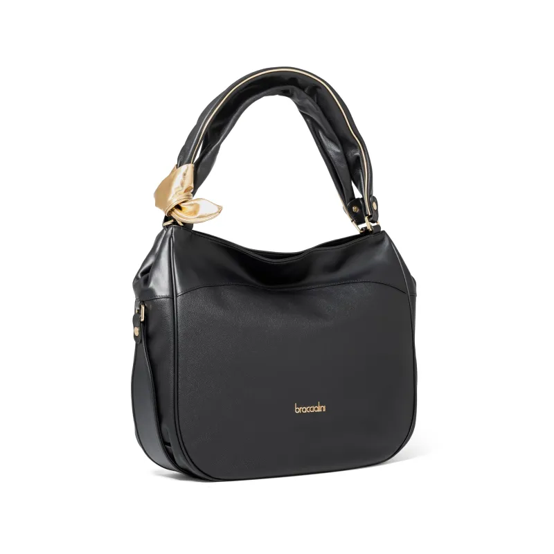 Damen Leder Schultertasche Braccialini Greta, schwarz 2