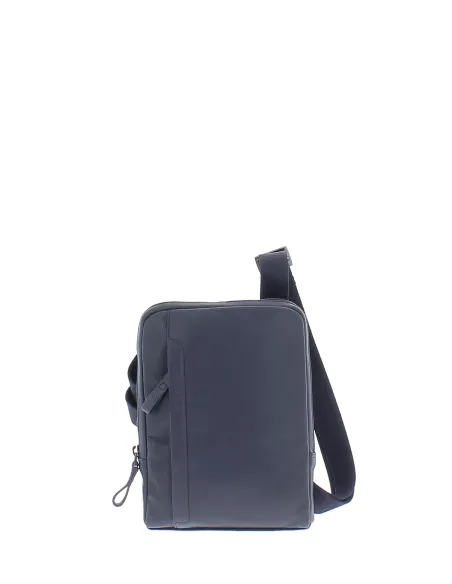 Piquadro Pan Leder-Umhangetasche mit iPad®mini-Fach, blau