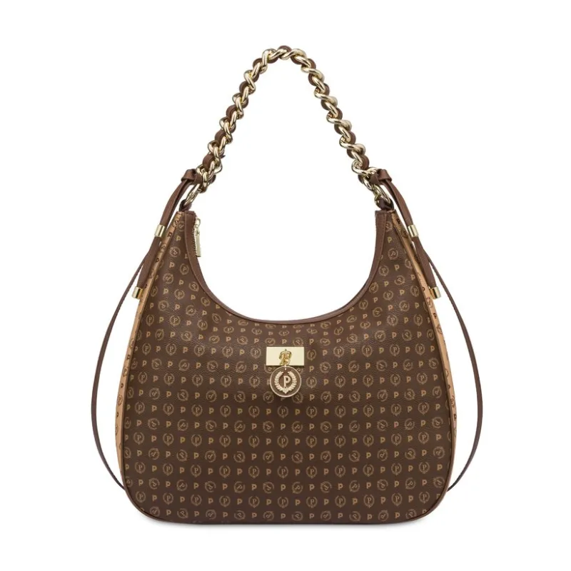 Pollini Heritage Damen-Schultertasche, Braun-Creme