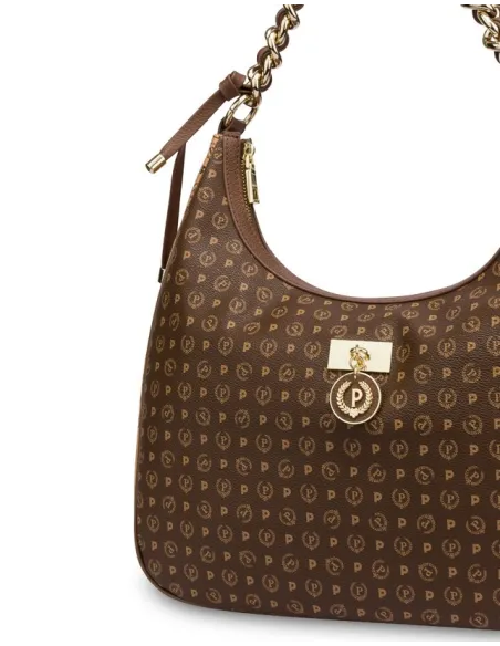 Pollini Heritage women's shoulder bag, Brown-Cream