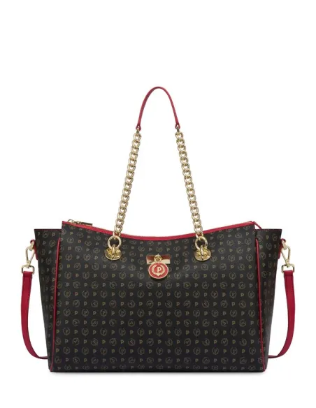 Borsa donna due manici Pollini Heritage, nero-lacca