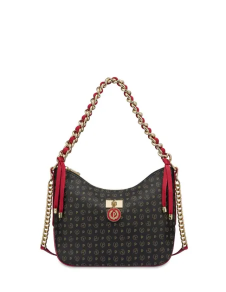 Pollini heritage medium-sized shoulder bag, black-red