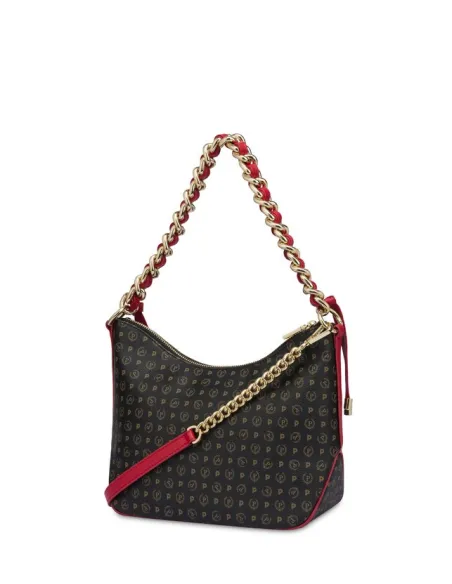 Pollini heritage medium-sized shoulder bag, black-red