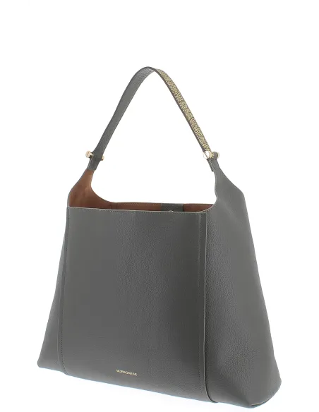 Borbonese Damen-Schultertasche mit abnehmbarer Clutch, grau