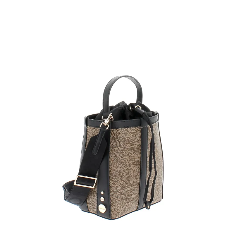 Borsa donna a secchiello Borbonese, op naturale-nero 2