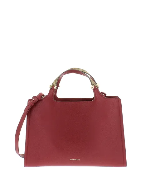 Borbonese Damen-Tasche mit zwei Griffen, burgunderrot