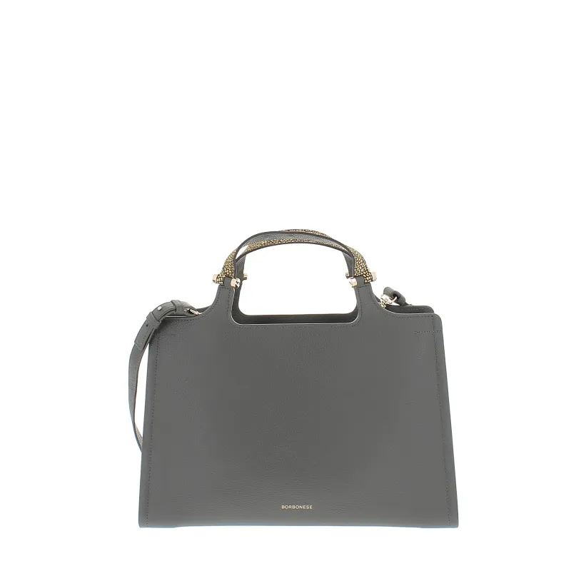 Borbonese women's bag with two handles, grey