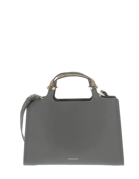 Borbonese Damen-Tasche mit zwei Griffen, grau
