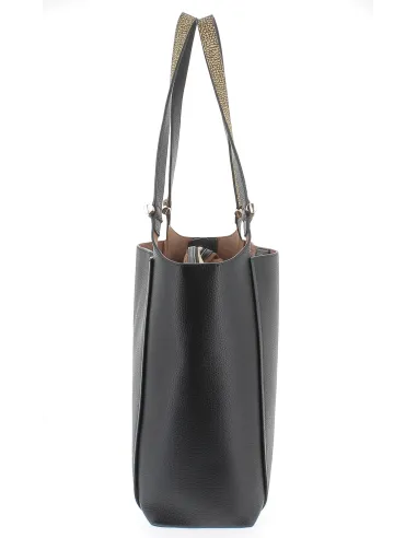 Borbonese leather shopping bag with...