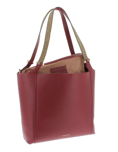 Borbonese leather shopping bag with...