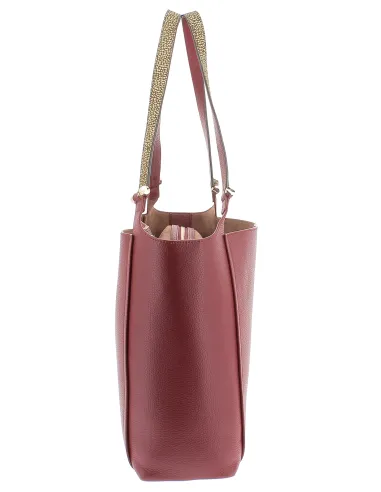 Borbonese leather shopping bag with...