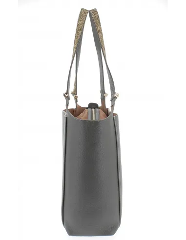 Borbonese leather shopping bag with...