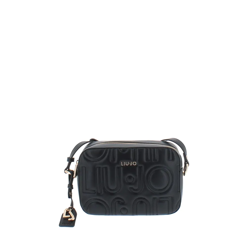 Borsa con logo Liu Jo a tracolla, nera