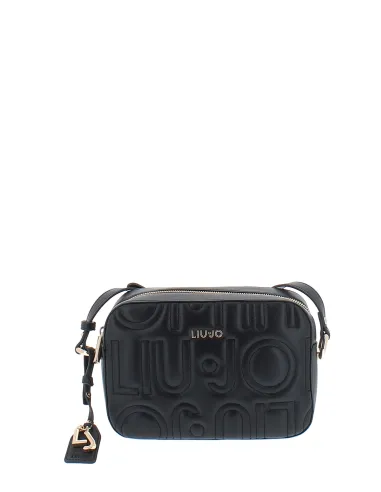 Borsa con logo Liu Jo a tracolla, nera