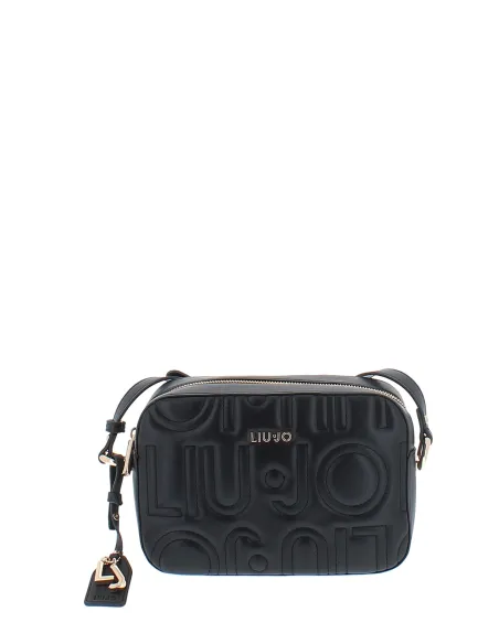 Borsa con logo Liu Jo a tracolla, nera