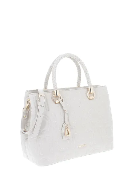 Liu Jo large women's bag with two handles and two compartments, beige