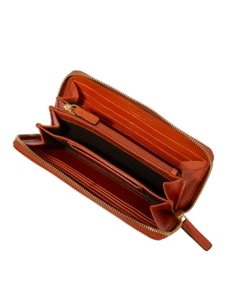 The Bridge Damen-Geldbörse aus Leder mit Reißverschluss, foliage