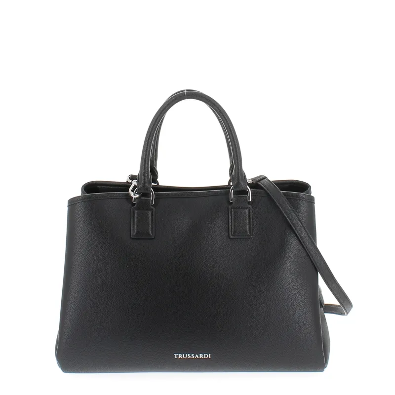 Borsa due manici con tre comparti Trussardi New Iris, nera