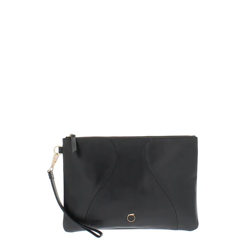 Clutch in pelle con manico Trussardi, nera