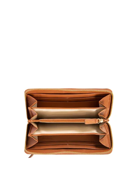 Portafogli donna in pelle con chiusura con zip Brics Marmolada, tabacco