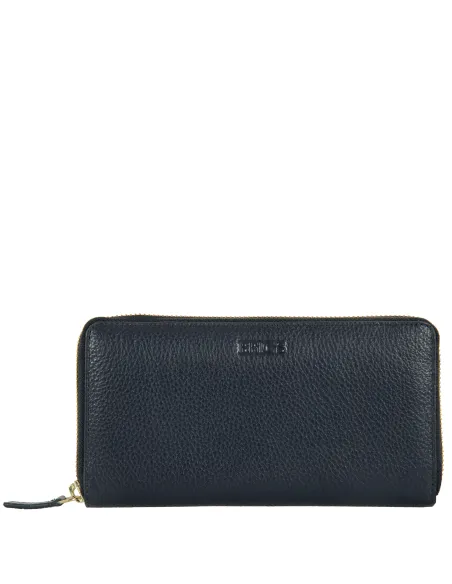 Portafogli donna in pelle con chiusura con zip Brics Marmolada, blu