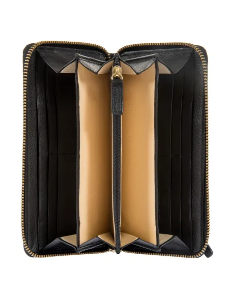 Portafogli donna in pelle con chiusura con zip Brics Marmolada, nero