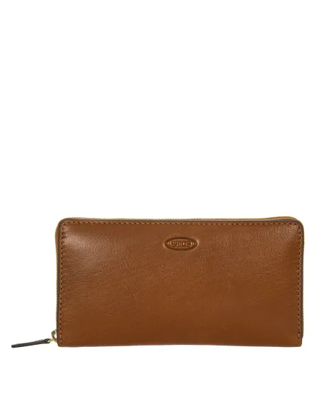 Brics Volterra women's leather wallet with zip fastener, brown
