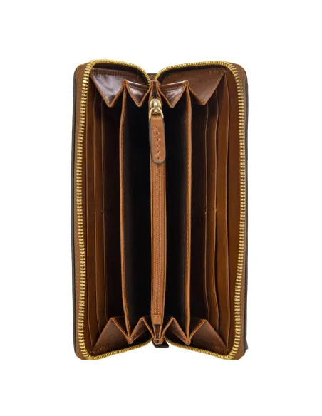 Brics Volterra women's leather wallet with zip fastener, brown