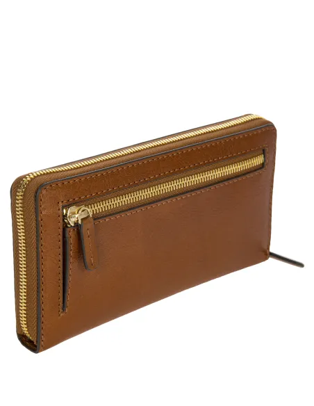 Brics Volterra women's leather wallet with zip fastener, brown