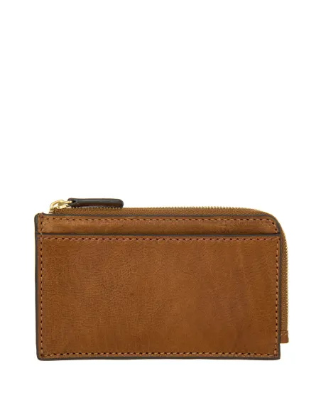 Brics Volterra Zipper coin pouch with credit card slots, brown