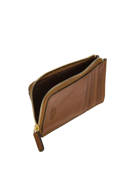 Brics Volterra Zipper coin pouch with credit card slots, brown