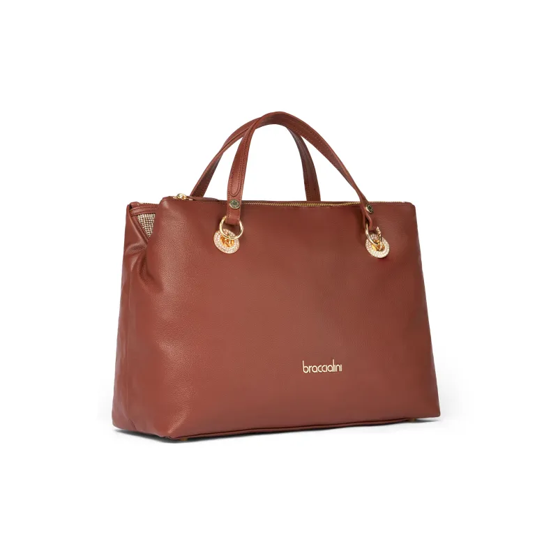 Braccialini Nora women's leather handbag, brown 2