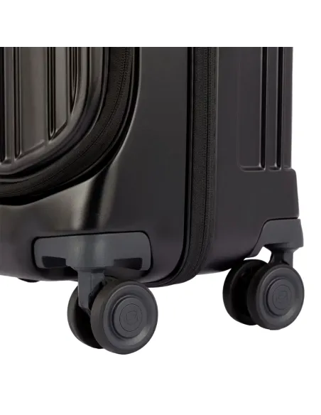 Trolley cabina rigido con tasca frontale Piquadro, blu lucido