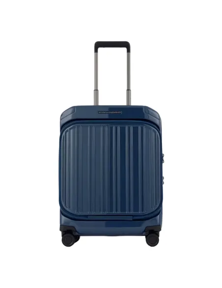 Piquadro PQ-Light Polycarbonat-Kabinentrolley mit Fronttasche, Blau leuchtend