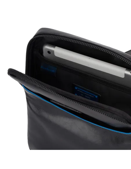 Piquadro Blue Square Revamp Men's leather bag with Ipad® compartment, black