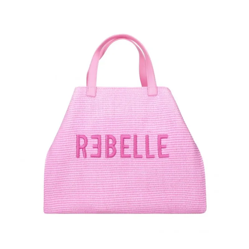 Ashanti Rebelle straw bag, Schocking Rose