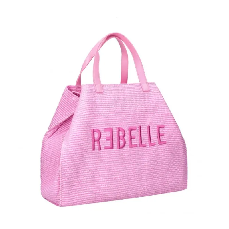 Ashanti Rebelle straw bag, Schocking Rose 2