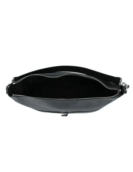 Eirene Rebelle Schultertasche aus Leder, schwarz